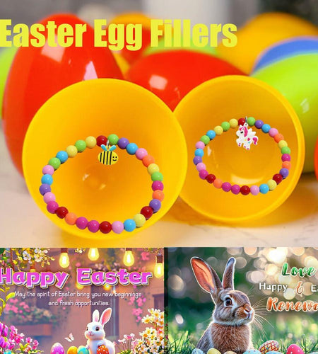 12PCS Easter Bunny Bracelets with Cards Basket Stuffers Eggs Fillers