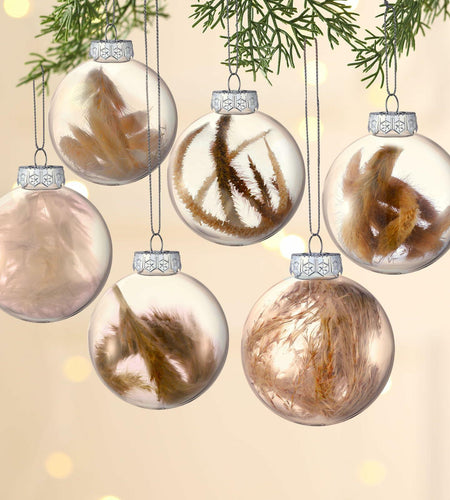 Syhood 6 Pcs Farmhouse Christmas Ball Ornaments 3.15 Inch Clear Plastic
