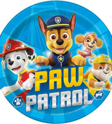 Unique Paw Patrol Multicolor 9" Paper Dinner Plates Disposable 8 Pack