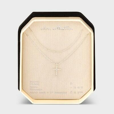 Load image into Gallery viewer, A New Day™ Silver Plated Cubic Zirconia Cross Multi-Strand Necklace Silver
