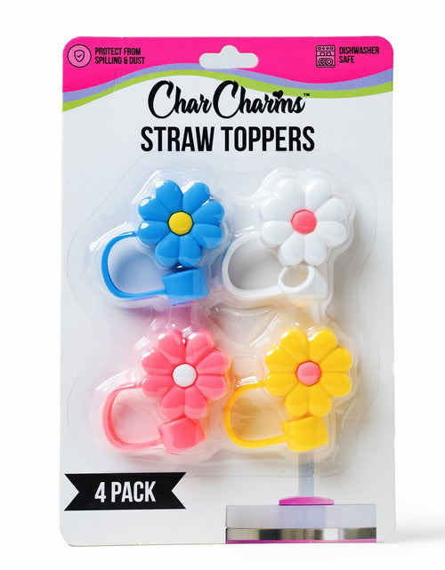 Load image into Gallery viewer, CharCharms Straw Toppers for 10mm 30oz 40oz Stanley Cup Tumbler Flower
