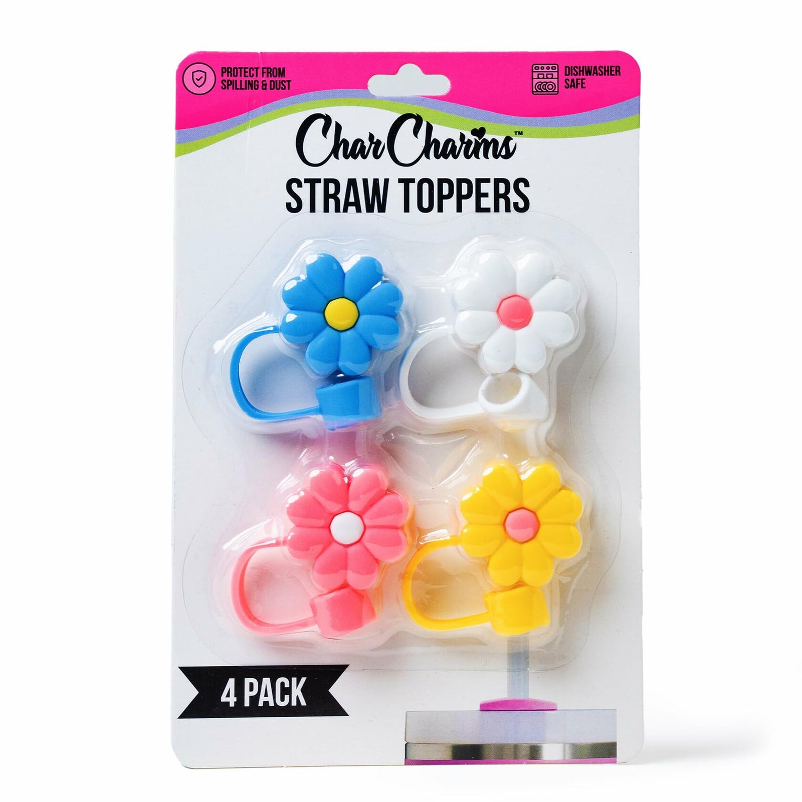 CharCharms Straw Toppers for 10mm 30oz 40oz Stanley Cup Tumbler Flower