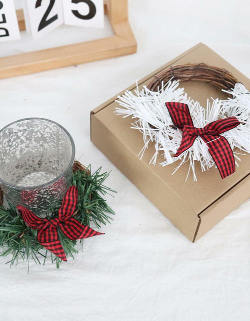Load image into Gallery viewer, [Like New] Christmas Wreath Brown Candle Rings Bow Eucalyptus Garland Candle Holder
