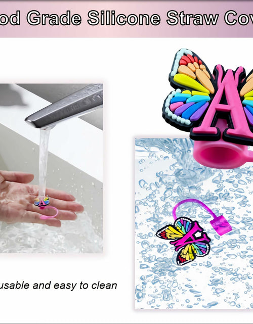 Load image into Gallery viewer, IN CHENTHY Silicone Straw Covers 2pcs Topper + Charm Chain + Stickers S
