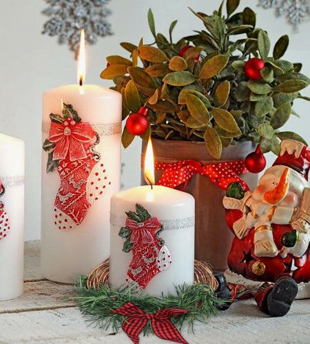 [Like New] Christmas Wreath Brown Candle Rings Bow Eucalyptus Garland Candle Holder
