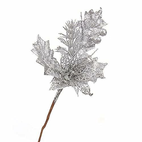 Load image into Gallery viewer, Giga Gud 5pcs 9in Christmas Glitter Berries Stems Silver Holiday Decor
