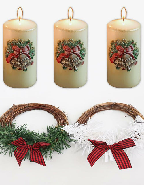 Load image into Gallery viewer, [Like New] Christmas Wreath Brown Candle Rings Bow Eucalyptus Garland Candle Holder
