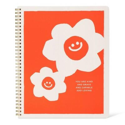 Load image into Gallery viewer, Notebook Collective Smiley Floral Affirmation Single Subject Notebook Orange
