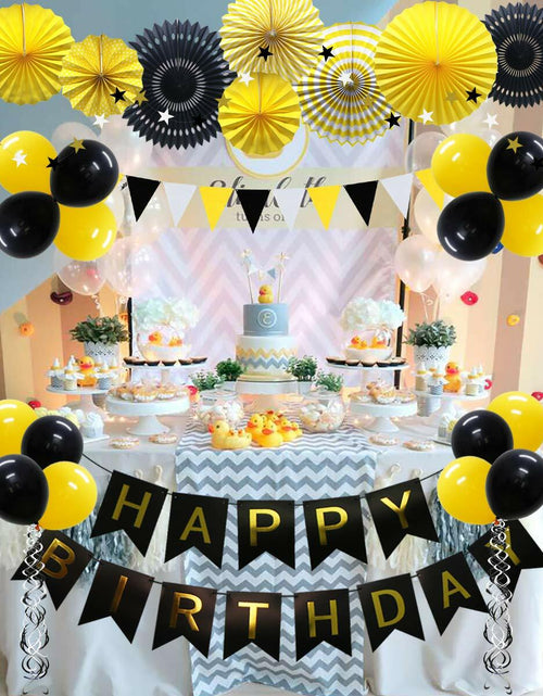 Load image into Gallery viewer, ADLKGG Navy Blue Silver Black Birthday Party Decorations Banner Balloons Set
