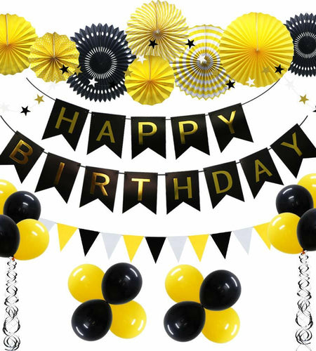ADLKGG Navy Blue Silver Black Birthday Party Decorations Banner Balloons Set