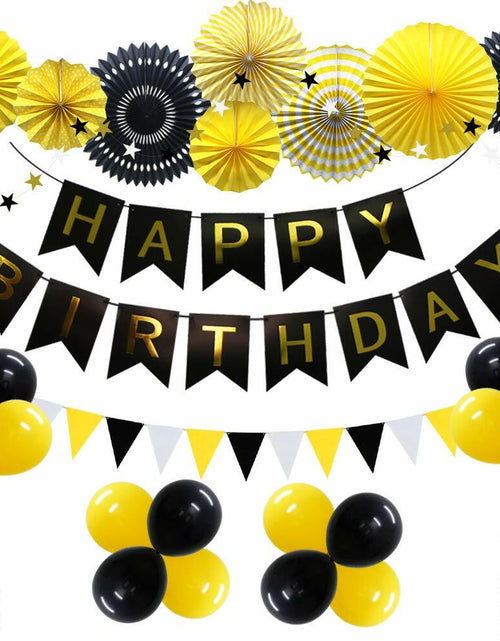 Load image into Gallery viewer, ADLKGG Navy Blue Silver Black Birthday Party Decorations Banner Balloons Set
