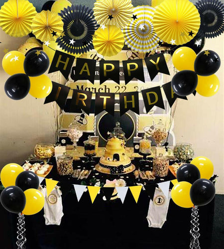 ADLKGG Navy Blue Silver Black Birthday Party Decorations Banner Balloons Set