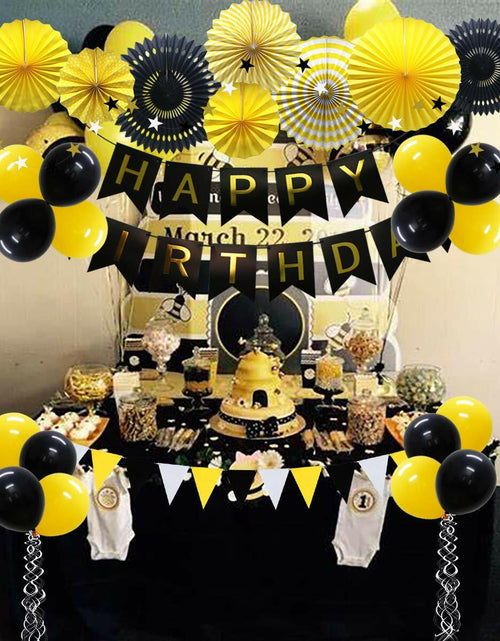 Load image into Gallery viewer, ADLKGG Navy Blue Silver Black Birthday Party Decorations Banner Balloons Set

