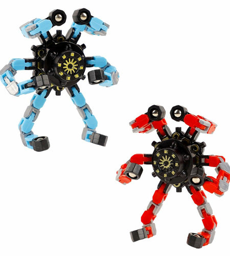 Deformation Fingertip Decompression Mechanical Gyroscope DIY Chain Red+Blue Toy
