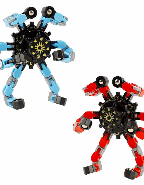Load image into Gallery viewer, Deformation Fingertip Decompression Mechanical Gyroscope DIY Chain Red+Blue Toy
