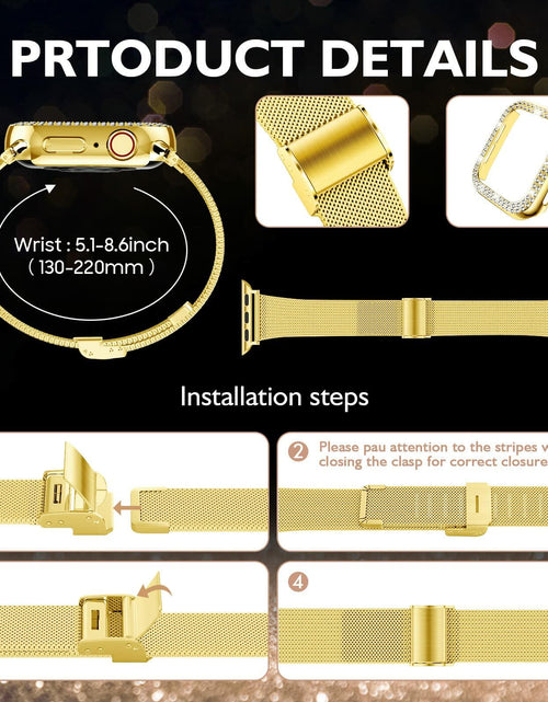 Load image into Gallery viewer, DABAOZA Apple Watch Band Crystal Rhinestone Case Mesh Strap 38mm Starlight
