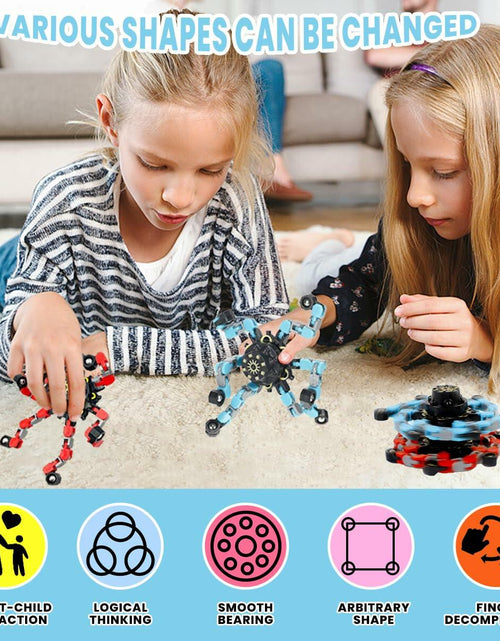 Load image into Gallery viewer, Deformation Fingertip Decompression Mechanical Gyroscope DIY Chain Red+Blue Toy
