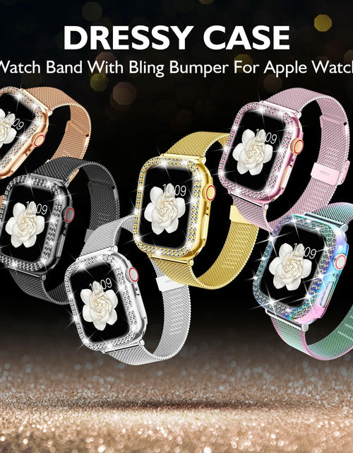 Load image into Gallery viewer, DABAOZA Apple Watch Band Crystal Rhinestone Case Mesh Strap 38mm Starlight
