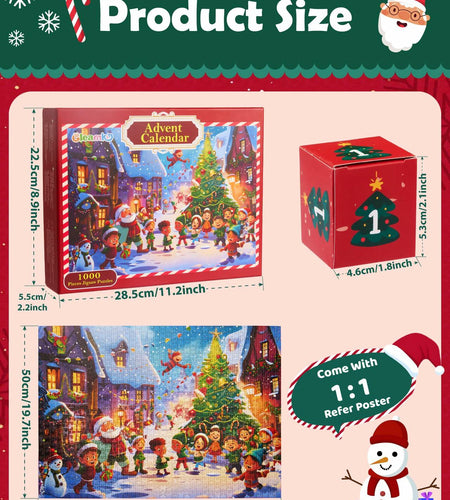 Advent Calendar 2025 Christmas Jigsaw Puzzle 1000pcs 24 Days Countdown