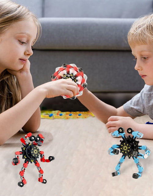 Load image into Gallery viewer, Deformation Fingertip Decompression Mechanical Gyroscope DIY Chain Red+Blue Toy
