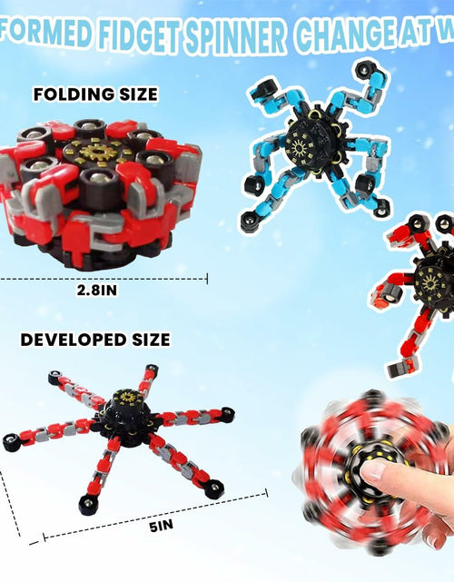 Load image into Gallery viewer, Deformation Fingertip Decompression Mechanical Gyroscope DIY Chain Red+Blue Toy
