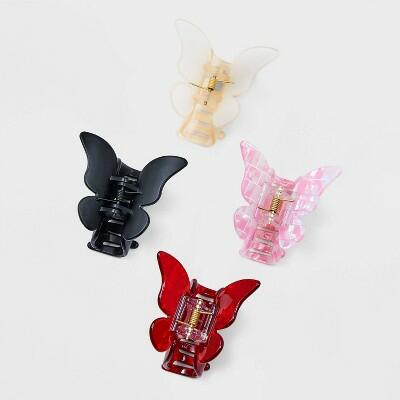 Load image into Gallery viewer, Wild Fable Hair Claw Clip Set 4pc Plastic White Black Red
