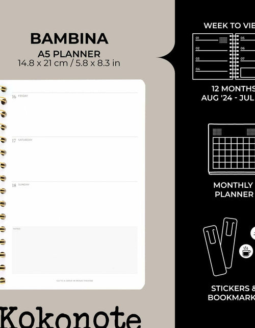 Load image into Gallery viewer, [Like New] Kokonote Misty Gray 2024-2025 A5 Academic Weekly Planner 12 Months
