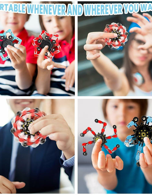 Load image into Gallery viewer, Deformation Fingertip Decompression Mechanical Gyroscope DIY Chain Red+Blue Toy
