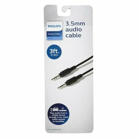 Load image into Gallery viewer, Philips 3.5mm Audio Cable Male to Male 3ft Black Portable
