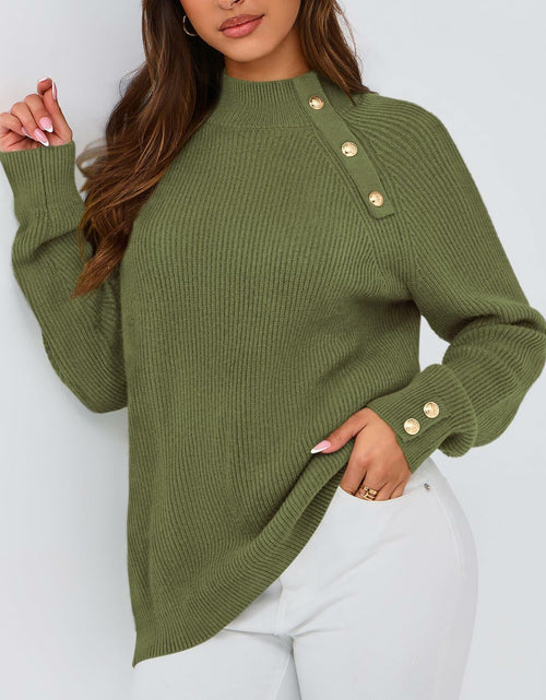Load image into Gallery viewer, PRETTYGARDEN Womens Ribbed Knit Raglan Mock Neck Sweater Beige Size S
