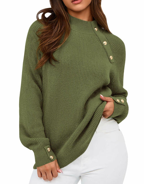Load image into Gallery viewer, PRETTYGARDEN Womens Ribbed Knit Raglan Mock Neck Sweater Beige Size S
