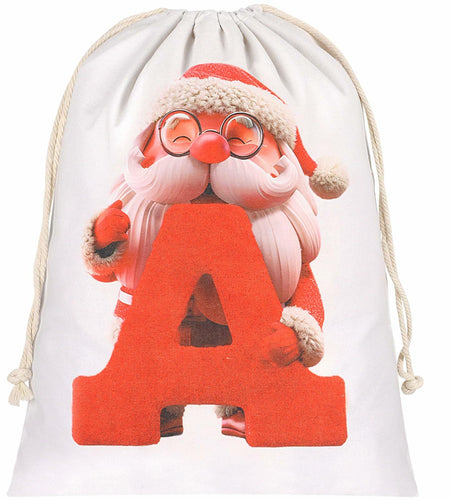 CCINEE Canvas Santa Sack 27x20in Red Drawstring Personalized Letter A