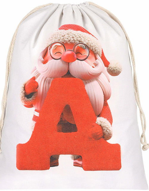 Load image into Gallery viewer, CCINEE Canvas Santa Sack 27x20in Red Drawstring Personalized Letter A
