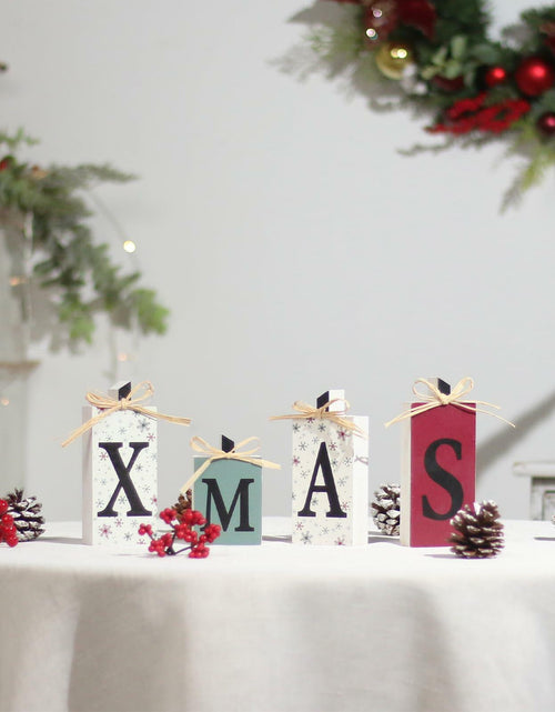 Load image into Gallery viewer, SY Super Bang Rustic Wooden Xmas Sign Decorations 4PCS Farmhouse Holiday
