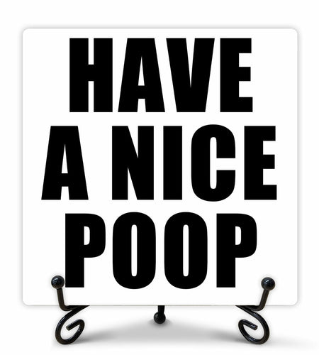 Qoamp Rustic Wooden Sign Have A Nice Poop 5x5 Inches White Tabletop Decor