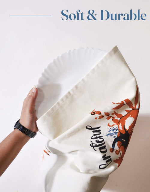 Load image into Gallery viewer, The Fine Living Company 2pc Thankful Grateful Dish Towels 18x28 Blue Orange
