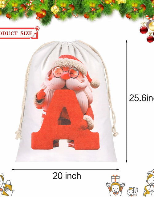 Load image into Gallery viewer, CCINEE Canvas Santa Sack 27x20in Red Drawstring Personalized Letter A
