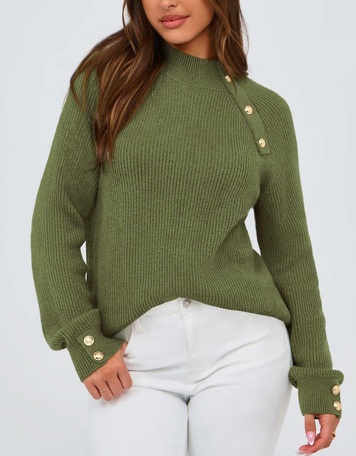 Load image into Gallery viewer, PRETTYGARDEN Womens Ribbed Knit Raglan Mock Neck Sweater Beige Size S
