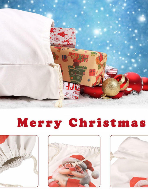 Load image into Gallery viewer, CCINEE Canvas Santa Sack 27x20in Red Drawstring Personalized Letter A

