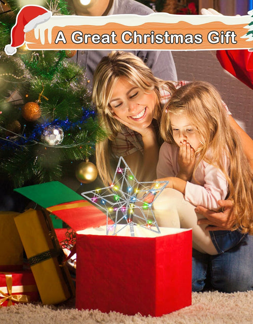 Load image into Gallery viewer, Christmas Tree Topper 50 LED Lighted Silver Star Remote Control 8 Modes

