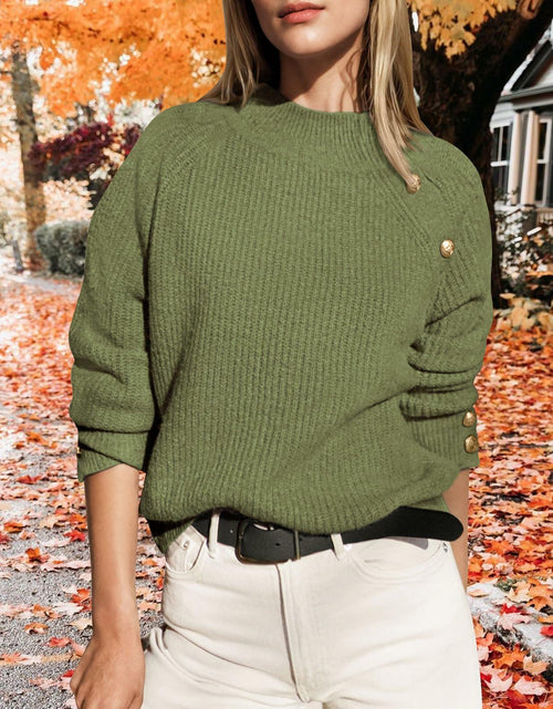 Load image into Gallery viewer, PRETTYGARDEN Womens Ribbed Knit Raglan Mock Neck Sweater Beige Size S
