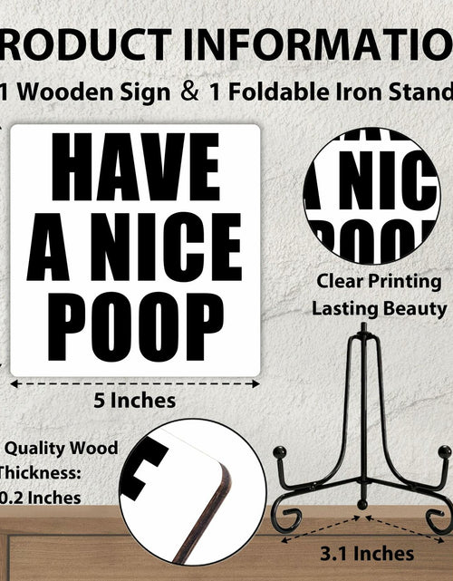 Load image into Gallery viewer, Qoamp Rustic Wooden Sign Have A Nice Poop 5x5 Inches White Tabletop Decor
