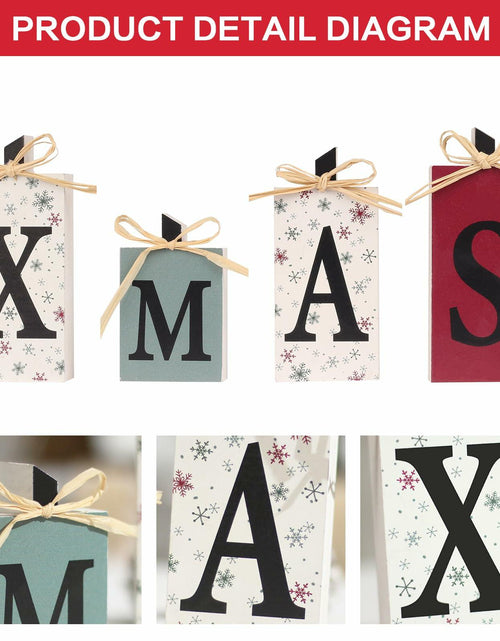 Load image into Gallery viewer, SY Super Bang Rustic Wooden Xmas Sign Decorations 4PCS Farmhouse Holiday
