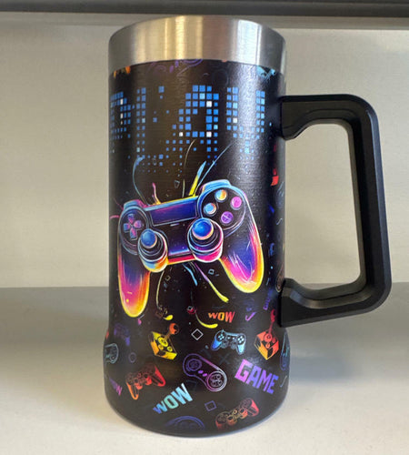 [Like New] TSIMPLE Gamer 24oz Beer Stein Black Game Themed Gift for Men Boys