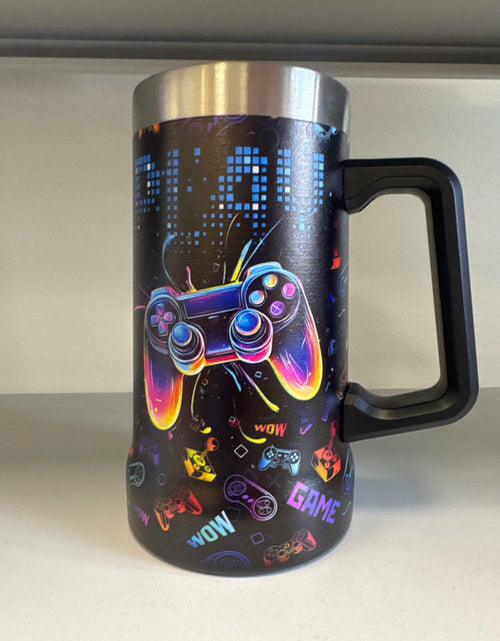 Load image into Gallery viewer, [Like New] TSIMPLE Gamer 24oz Beer Stein Black Game Themed Gift for Men Boys
