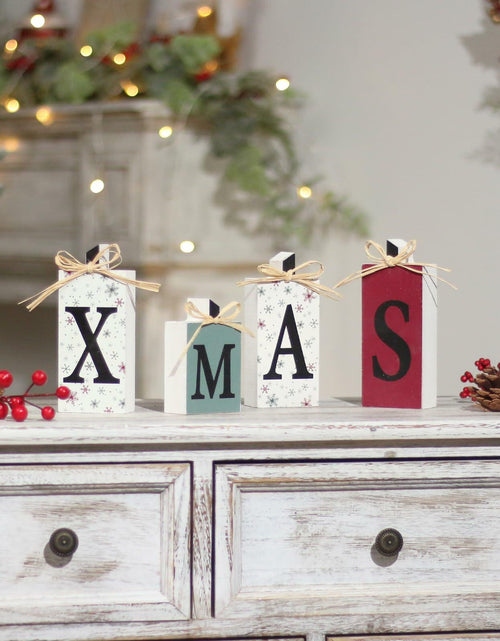 Load image into Gallery viewer, SY Super Bang Rustic Wooden Xmas Sign Decorations 4PCS Farmhouse Holiday
