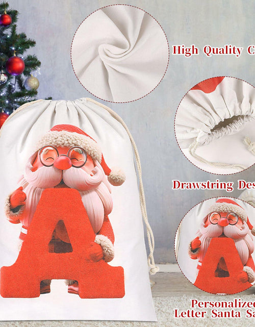 Load image into Gallery viewer, CCINEE Canvas Santa Sack 27x20in Red Drawstring Personalized Letter A
