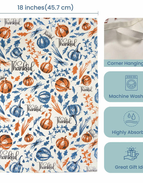 Load image into Gallery viewer, The Fine Living Company 2pc Thankful Grateful Dish Towels 18x28 Blue Orange
