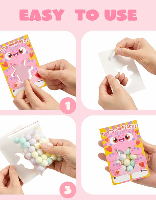 Load image into Gallery viewer, JOYIN 72 Pcs Valentines Monster Gift Cards with Bags Candy Holder Cards
