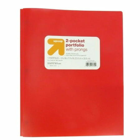 Load image into Gallery viewer, up&amp;up 2 Pocket Plastic Folder with Prongs Red 50 Sheet Capacity Polypropylene
